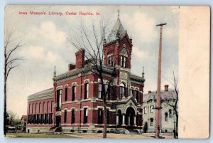 Cedar Rapids Iowa IA Postcard Iowa Masonic Library Building 1908 Antique Vintage