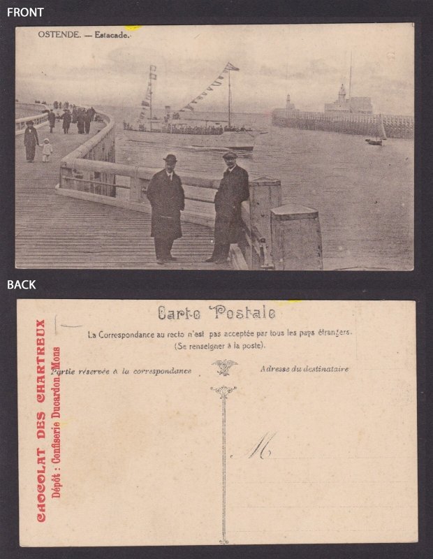 BELGIUM, Vintage postcard, Ostende, Estacade (Pier)