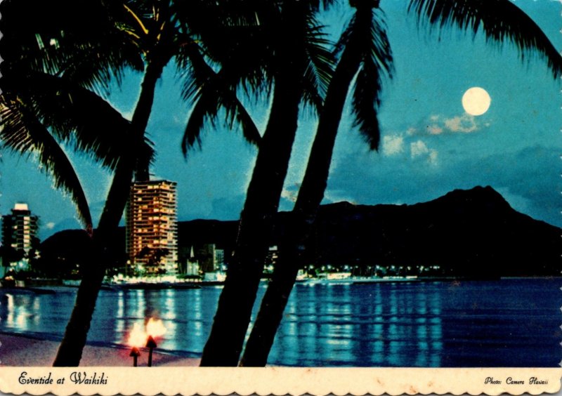 Hawaii Waikiki Beach At Eventide 1981