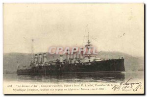 Old Postcard Boat Navy Joan of Arc Cruiser Breastplate having on board M Loub...