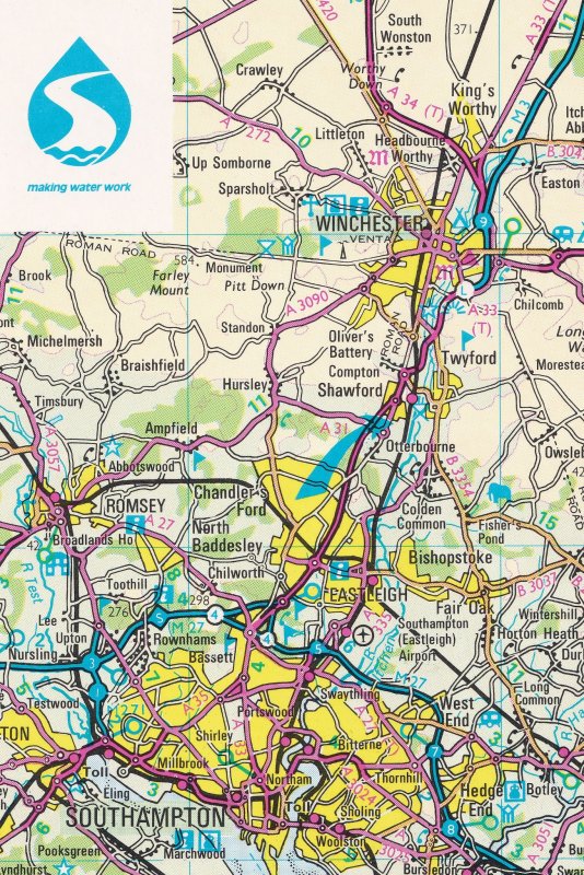 Hampshire Making Water Work Headquarters Map 1980s Postcard