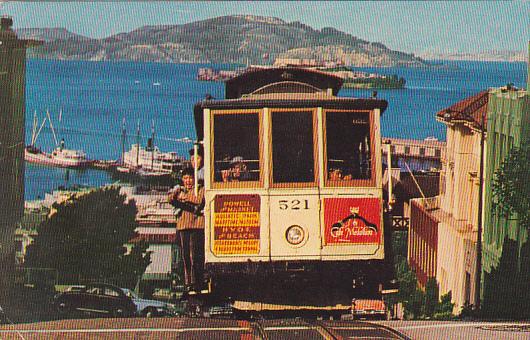 Trolley Cable Car on San Francisco Hill 1967