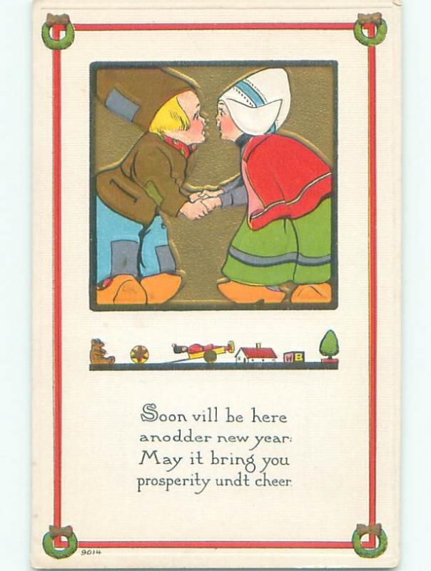 Divided-Back NEW YEAR SCENE Great Postcard W7537