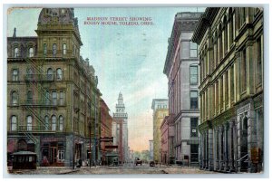 1908 Madison Street Showing Boody House Business Section Toledo Ohio OH Postcard