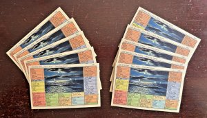 NOS-LOT OF 10 TIME SAVER CARD~TIME IS MONEY~SAILBOATS ON MOONLIT WATER POSTCARDS