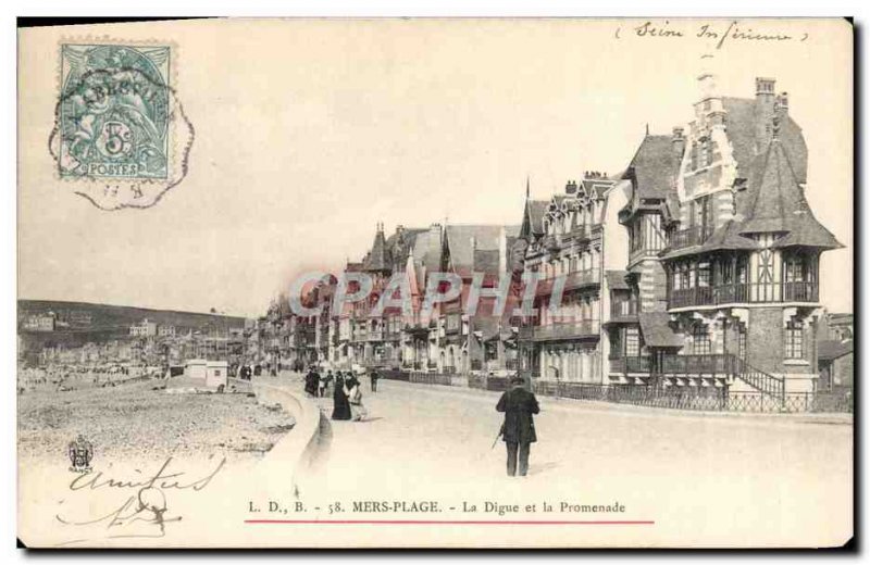 Old Postcard Mers La Digue Beach and Promenade