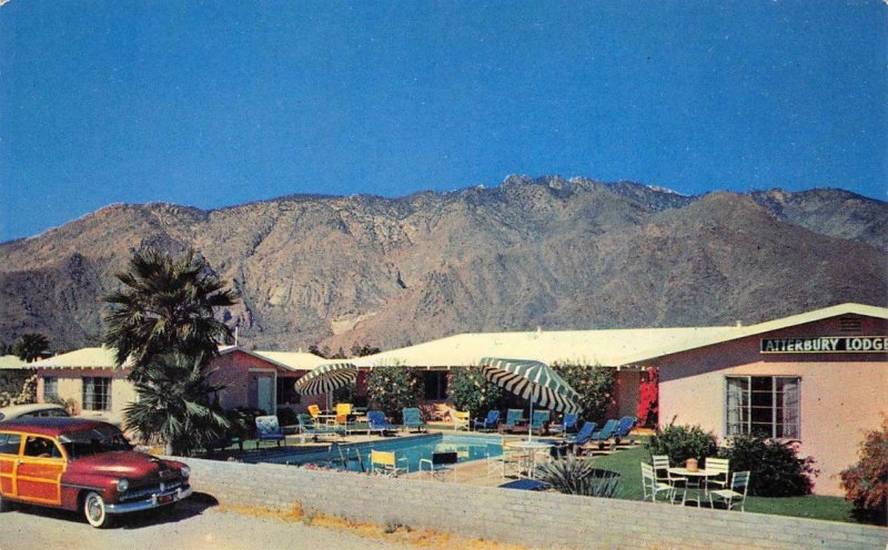 ATTERBURY LODGE Palm Springs, CA Woody Wagon Roadside c1950s Vintage Postcard