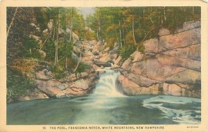 Franconia Notch New Hampshire The Pool 1938 Linen Postcard