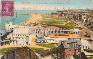 Old Postcard Dieppe View Casino (Raoul Jourde Architect) and the Beach