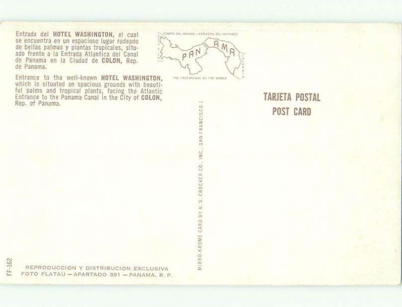 Unused Pre-1980 WASHINGTON HOTEL Colon PANAMA hr3858