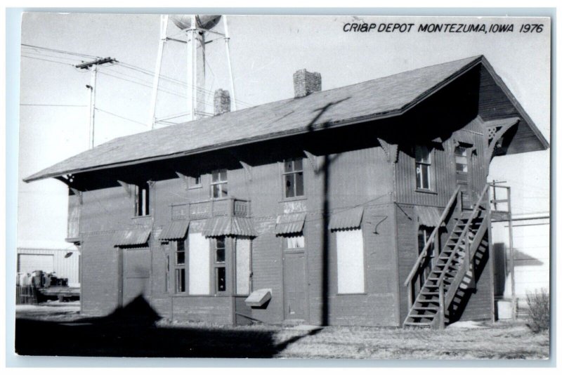 c1976 Cri&p Montezuma Iowa IA Railroad Train Depot Station RPPC Photo Postcard