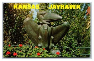 Jayhawk Statue University of Kansas Lawrence KS UNP Chrome Postcard V2