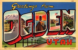 Utah Greetings From Ogden Large Letter Linen 1939Curteich