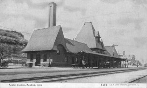 Postcard Iowa Keokuk Railroad Depot C-1910 Union Station 23-6490
