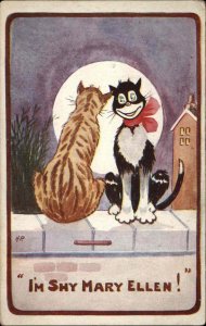 HP Kitty Cats Full Moon Shy Mary Ellen Romance c1910 Vintage Postcard