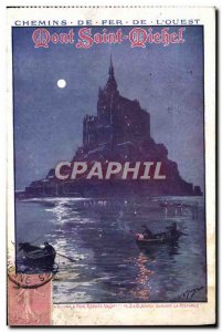 Postcard Old Train Railways of & # 39Ouest Mont Saint Michel