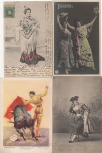 Spanish Ladies Fashion Bullfight Fandango 4x Old Postcard s