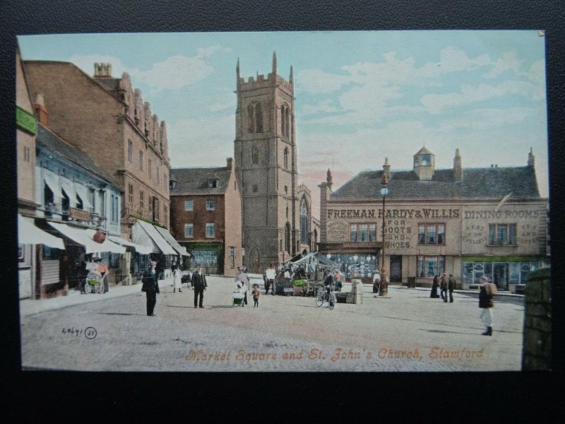 STAMFORD Market Square & St. John's Church FREEMAN HARDY & WILLIS c1903 Postcard