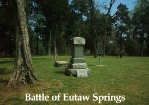 VINTAGE CONTINENTAL SIZE POSTCARD BATTLE OF EUTAW SPRINGS LAKE MARION S.C.