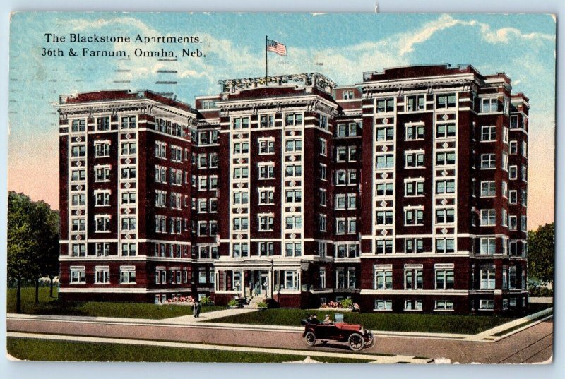 Omaha Nebraska NE Postcard Blackstone Apartments Farnum Exterior Building 1916