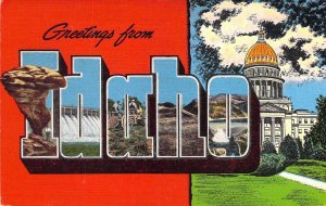 Beautiful Linen Large Letter,Idaho, Id., Kropp Publ, Old Postcard