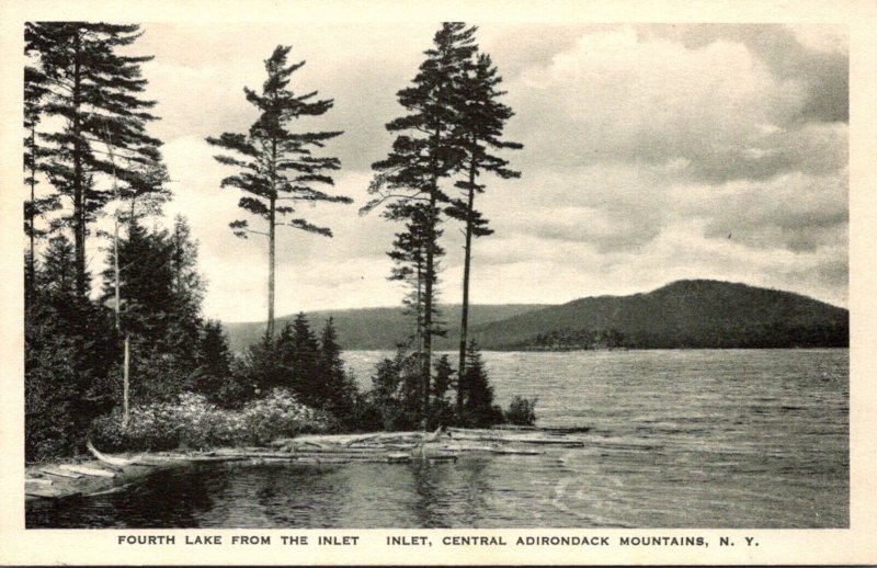 New York Adirondacks Inlet Fourth Lake From The Inlet Albertype