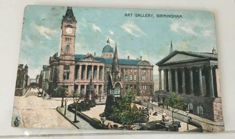 VINTAGE POSTCARD 1908 USED ART GALLERY, BIRMINGHAM, ENGLAND