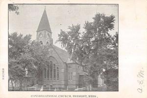 Fremont Nebraska Congregational Church Street View Antique Postcard K18368