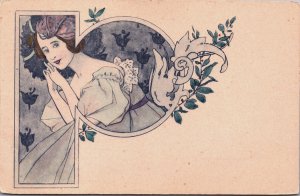 Art Nouveau Woman Vintage Postcard C083