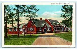 TIFTON, GA Georgia  ~ JUNIOR HIGH SCHOOL  c1940s Linen Tift County Postcard