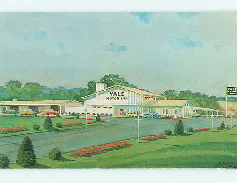 Unused Pre-1980 OLD CARS & YALE MOTOR INN MOTEL Wallingford CT s5226@