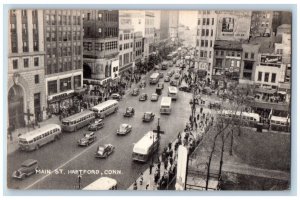 Hartford Connecticut Postcard Main Street Aerial View Classic Cars Building 1951