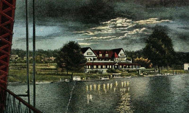 1920's North Park Pavilion at Night, Grand Rapids, Mich. Postcard P166