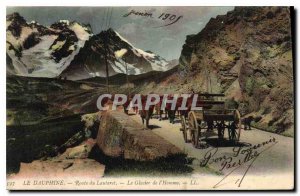 Old Postcard Dauphine Lautaret Glacier Route of Man