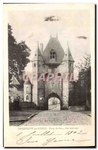 Old Postcard Villeneuve sur Yonne door side exterior Sens