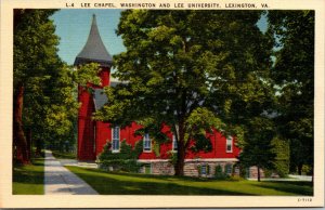 Vtg 1930s Lee Chapel Church Washington & Lee University Lexington VA Postcard