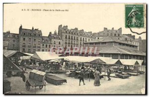 Old Postcard Rennes Place de la Halle Au Ble