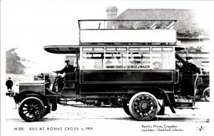 RPPC  HORNS CROSS, United Kingdom  BUS at HORNS CROSS (1909) c1960s?   Postcard