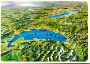 Map Of Lac Leman and Surrounding Area Switzerland