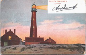 Netherlands Scheveningen Vuurtoren Lighthouse Vintage Postcard 09.39