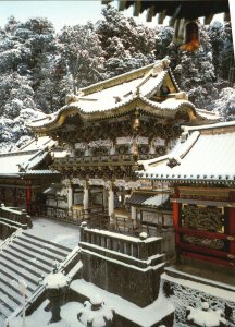Postcard A Snow Covered Landscape Of The Yomeimon Gate Shinto Shrine Nikko Japan