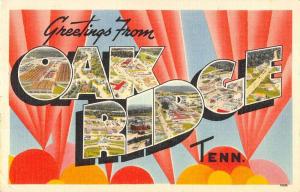 Oak Ridge Tennessee Greetings From large letter linen antique pc ZA440617