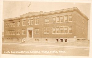 J55/ Three Forks Montana RPPC Postcard c1920s Consolidated School  334