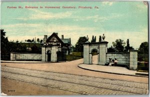 Forbes St. Entrance to Homewood Cemetery Pittsburg PA Vintage Postcard M38