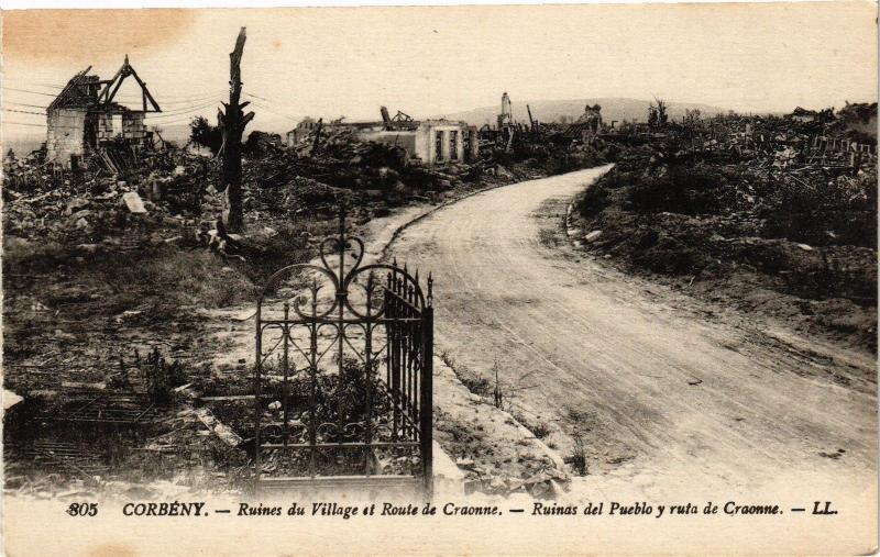 CPA Corbeny Ruines du Village et Route de Craonne Ruinas del Pueblo(202196)