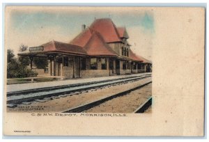 c1910's C & NW Depot Station Train Railroad Morrison Illinois IL Posted Postcard