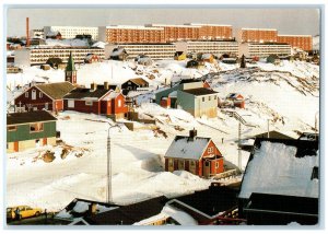 1989 Winter Scene at Village in Nuuk Godthab Greenland Vintage Postcard