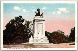 Maine Monument New York City NYC Forest Trees on Background Postcard