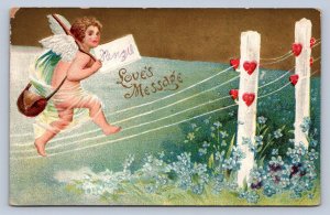 J93/ Valentine's Day Love Holiday Postcard c1910 Cupid Hearts 519