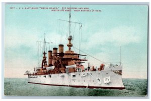 US Battleship Rhode Island RI Postcard 812 Officers And Men Main Battery 24 Guns